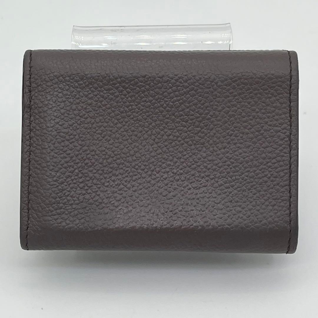 サンローラン 三つ折り財布 ロゴ入り タイニーウォレット オリガミ グレー 本革