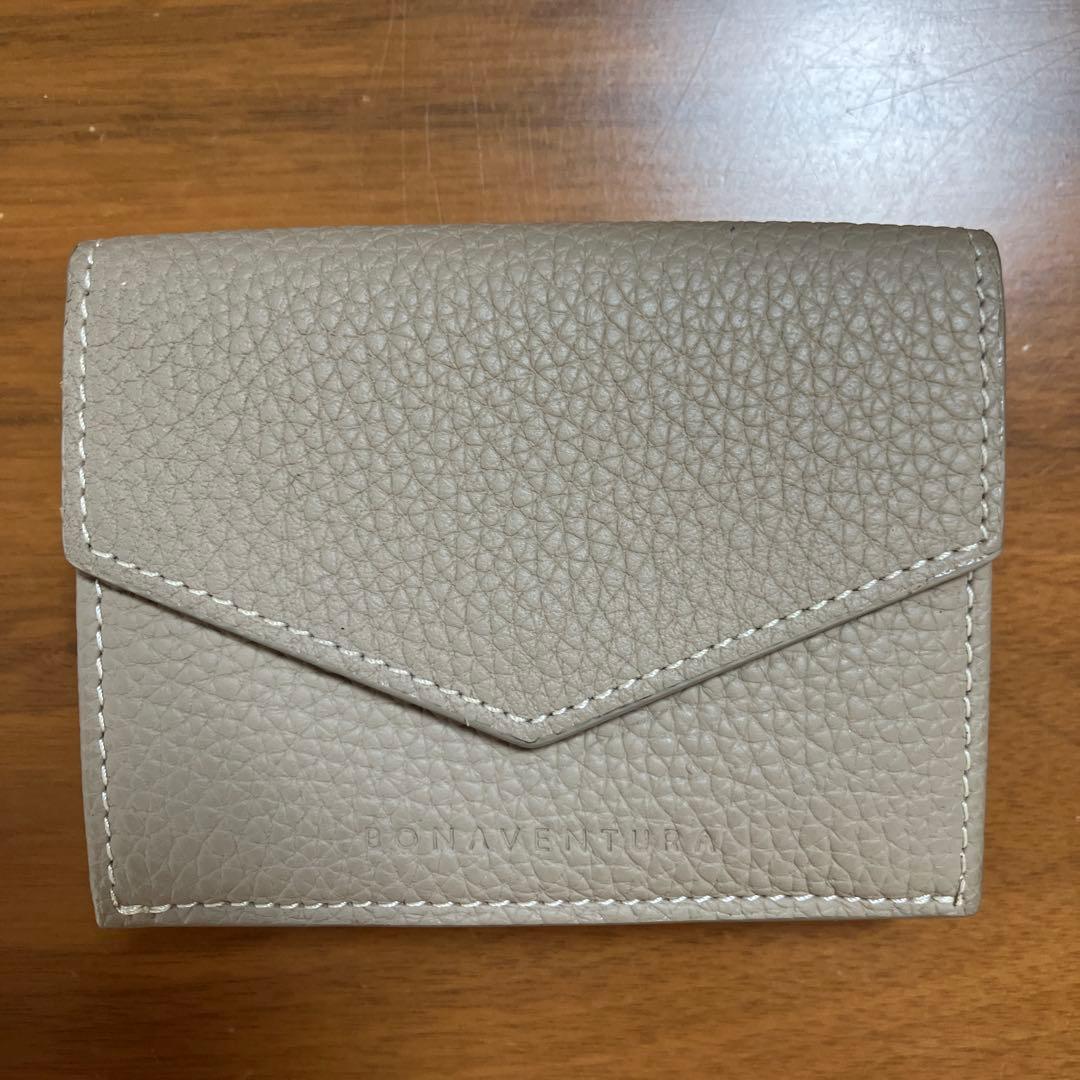 BONAVENTURA 三つ折り財布 グレージュ×ベビーピンク