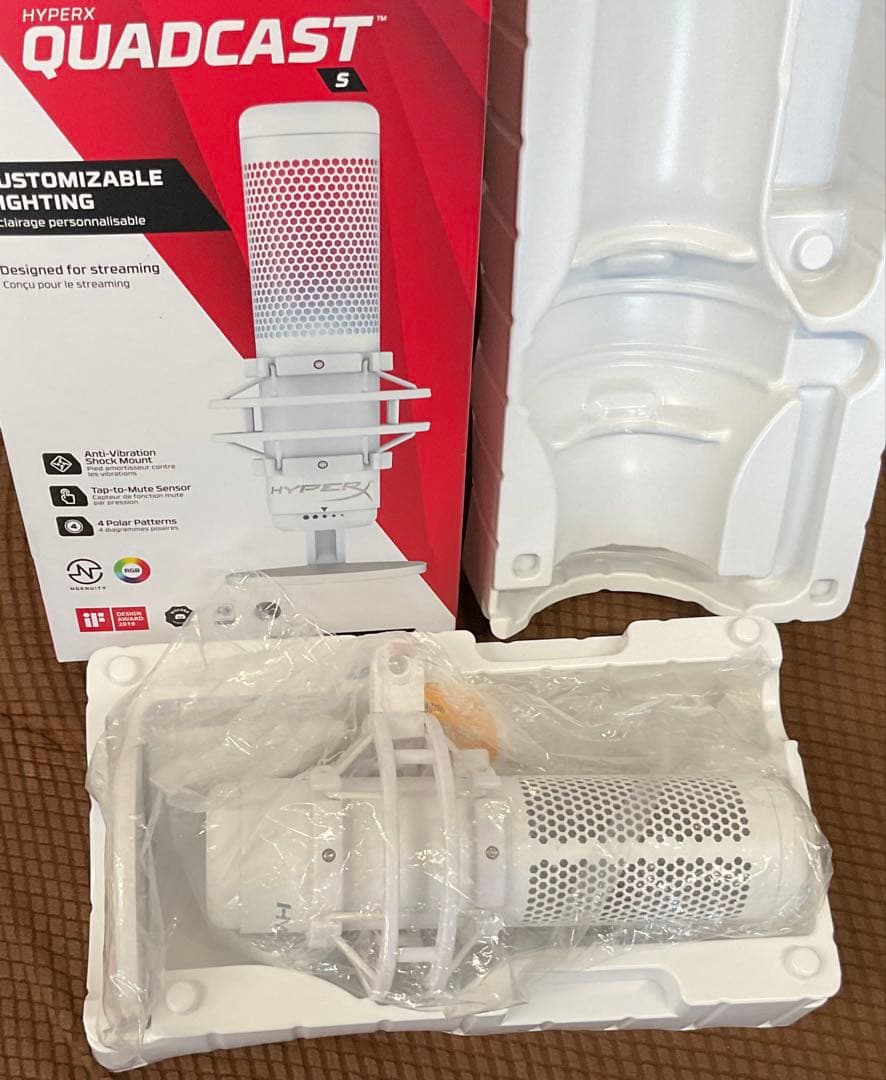 ★HyperX QuadCast S スタンドアロンマイク ホワイト 白