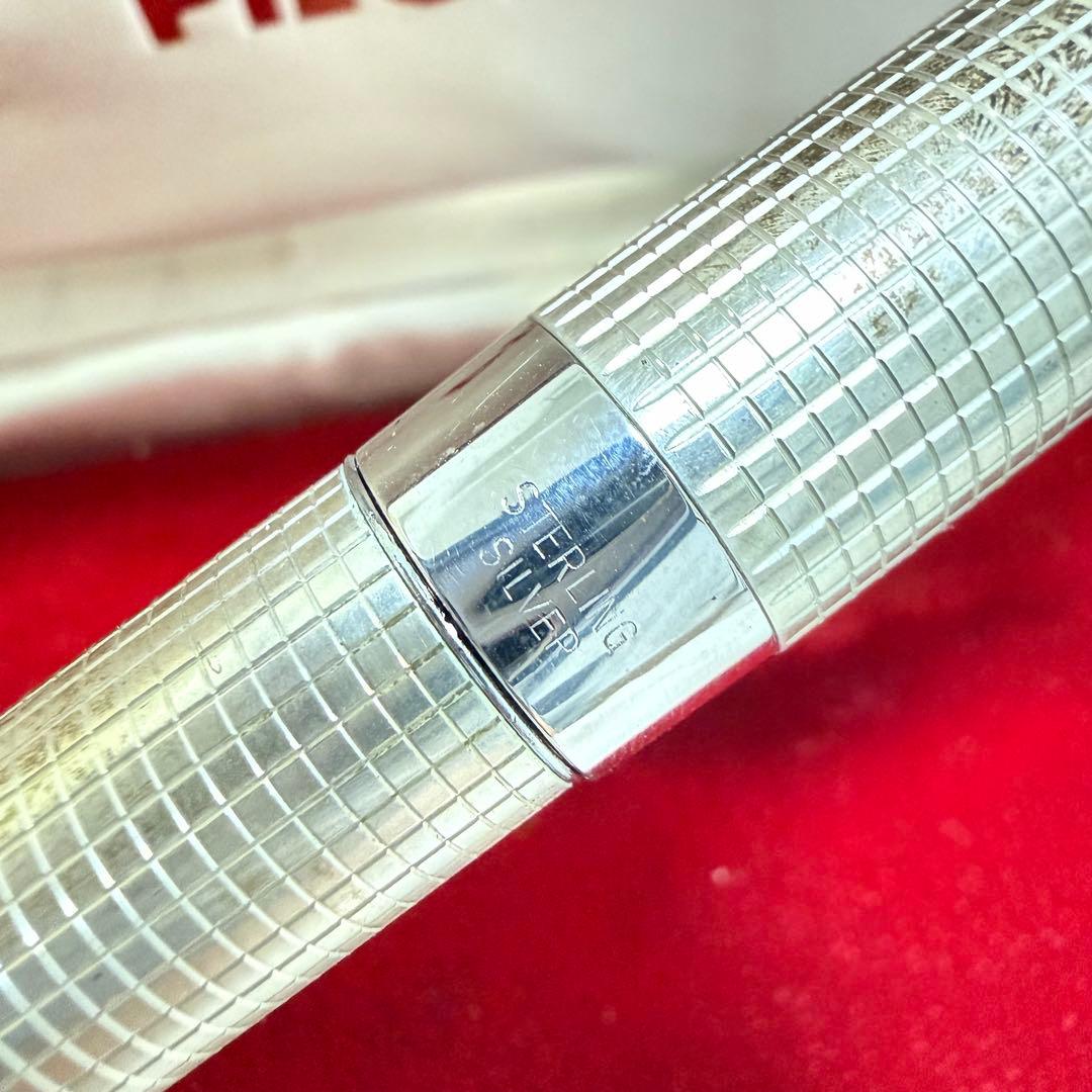 【稀少】パイロット エリート 18K 万年筆 スターリングシルバー アンティーク