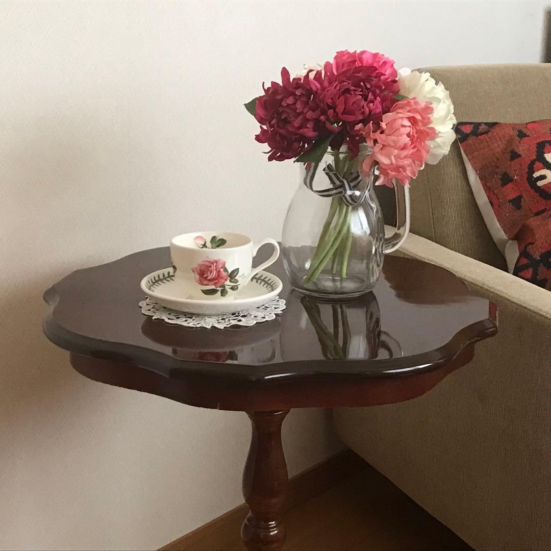 アンティーク　コーヒーテーブル　サイドテーブル　木製象嵌　イタリア製