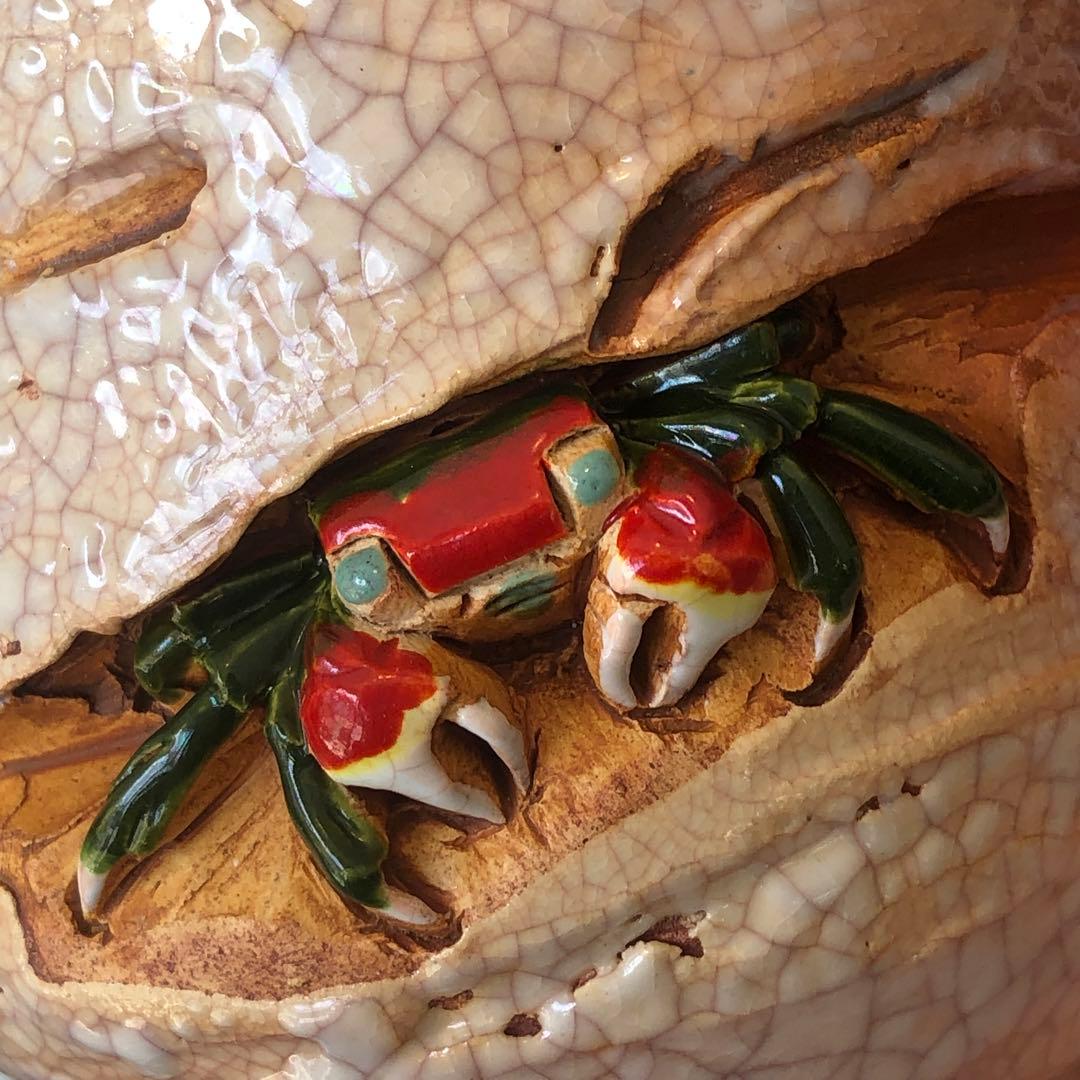 楽山焼き湯呑　松山市楽山焼き•水月焼き　蟹　かに　カニ