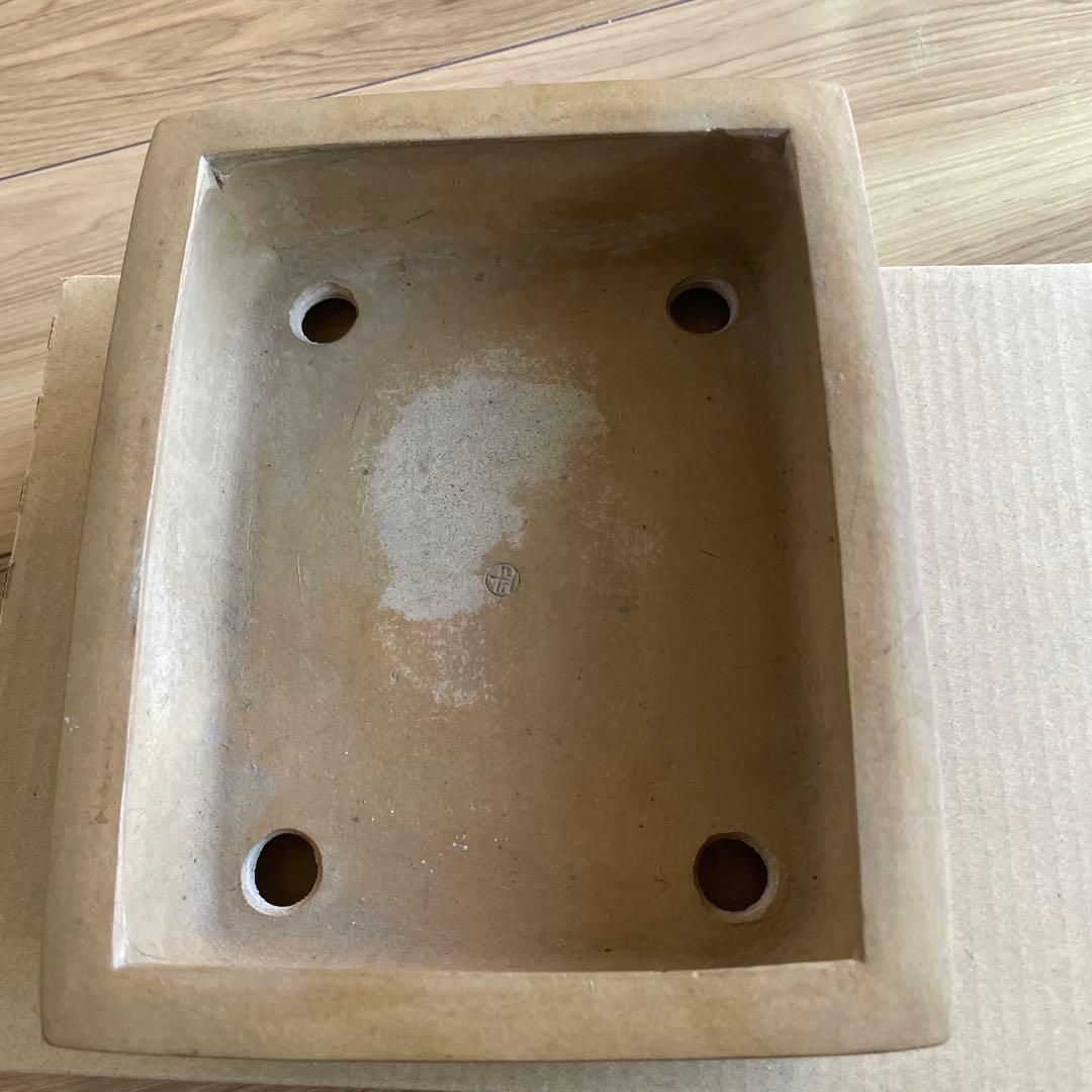 盆栽鉢　植木鉢　落款印　長方形　大きめ　シンプル　山野草