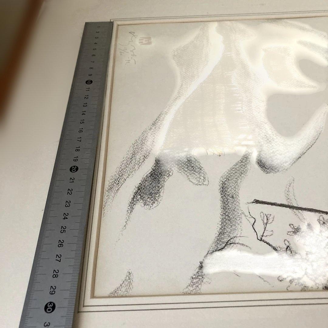 雪の田麦俣　廣長威彦　木版画 額のサイズ62.5cm x 47.5cm位