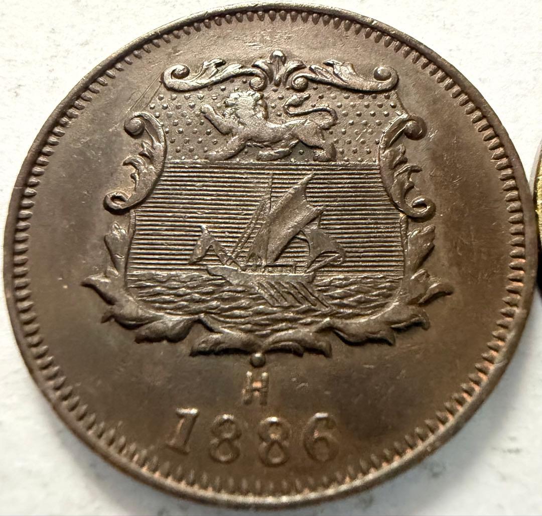 招*@様 1886年 ブリティッシュ・ノース・ボルネオ ハーフセント銅貨