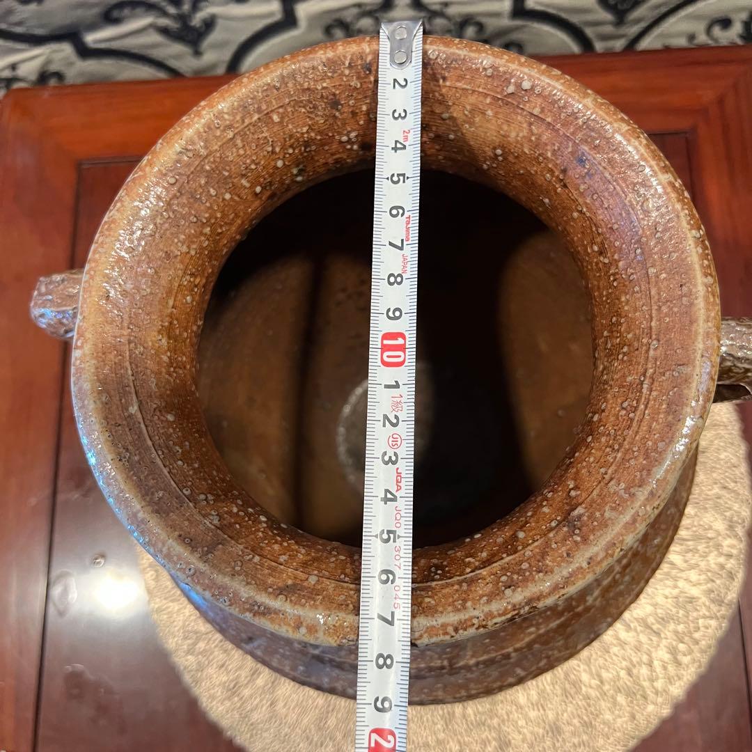 信楽焼耳付き　花入　壷　Japanese traditional crafts