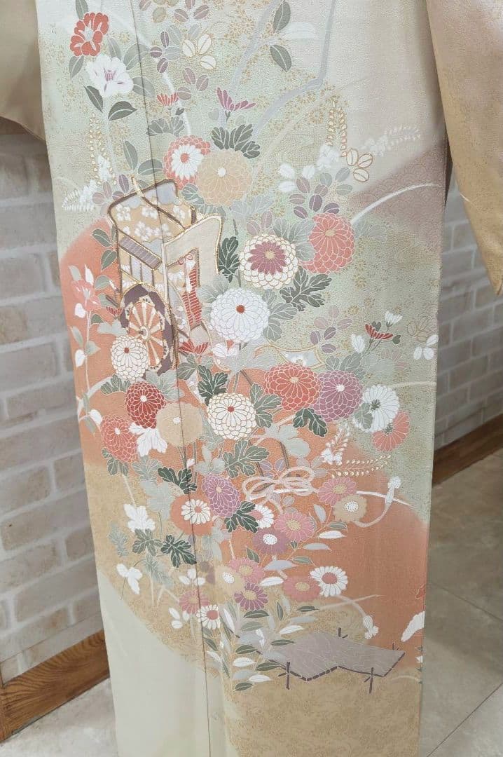 訪問着4点フルセット、着物、袋帯、帯締め、帯揚げ