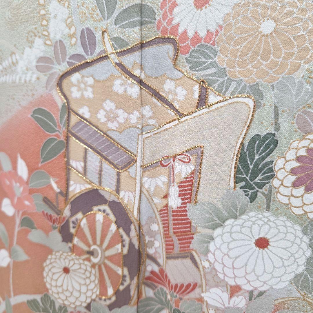 訪問着4点フルセット、着物、袋帯、帯締め、帯揚げ