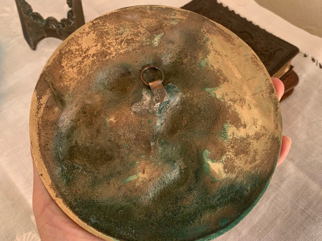 フランスアンティーク　天使の彫刻 ブロンズ製　プレート ブロカント