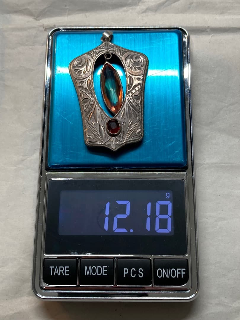 ヴィンテージ 刻印 純銀 ペンダントトップ 宝石 アールデコ 細工 レトロ 日本