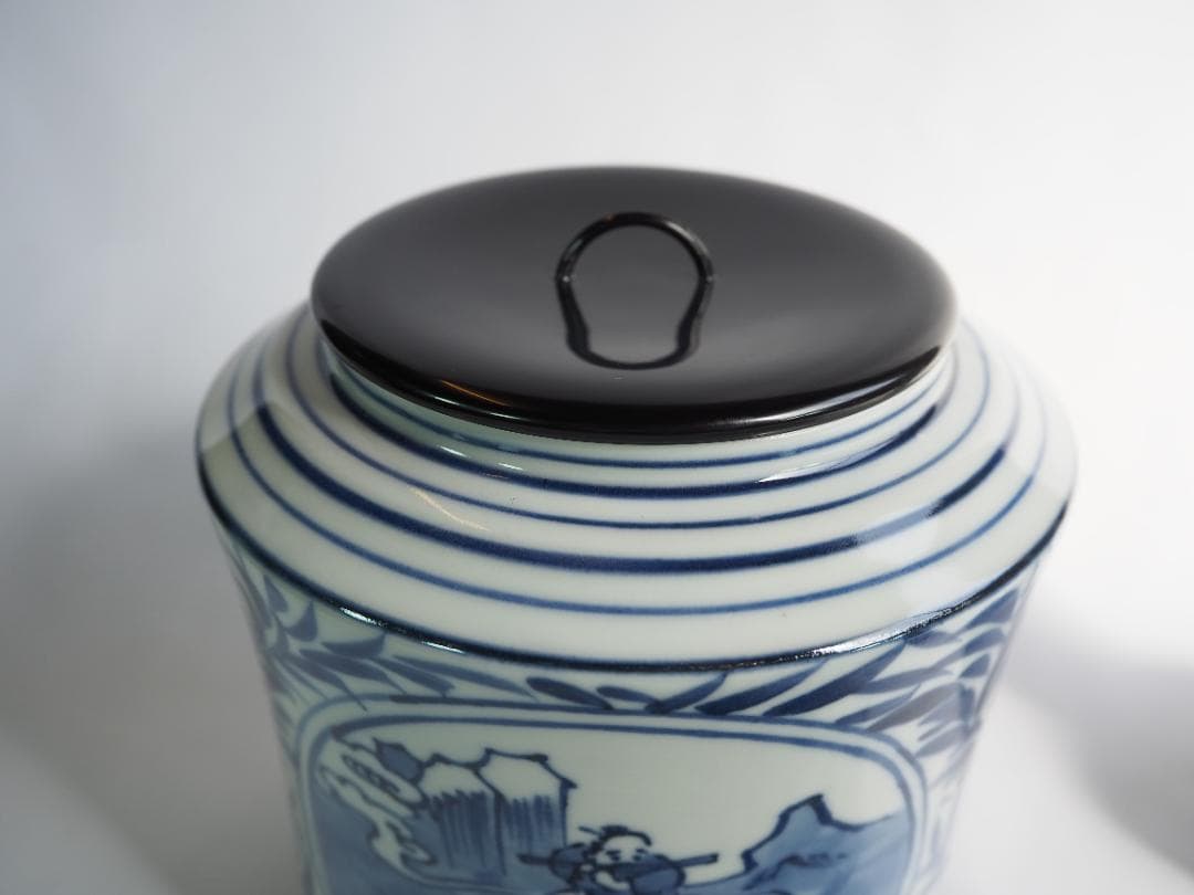 表千家久田家12代尋牛斎宗也御書付『染付十牛ノ図皆具』膳所焼陽炎園 岩崎新定造