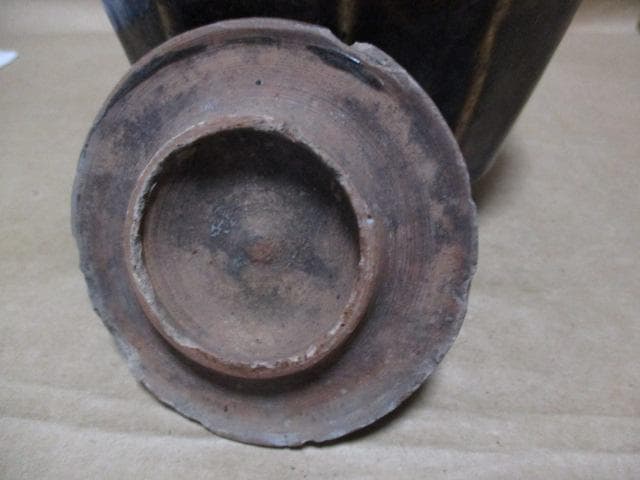 李朝　飴釉面取り小壺　S11-1