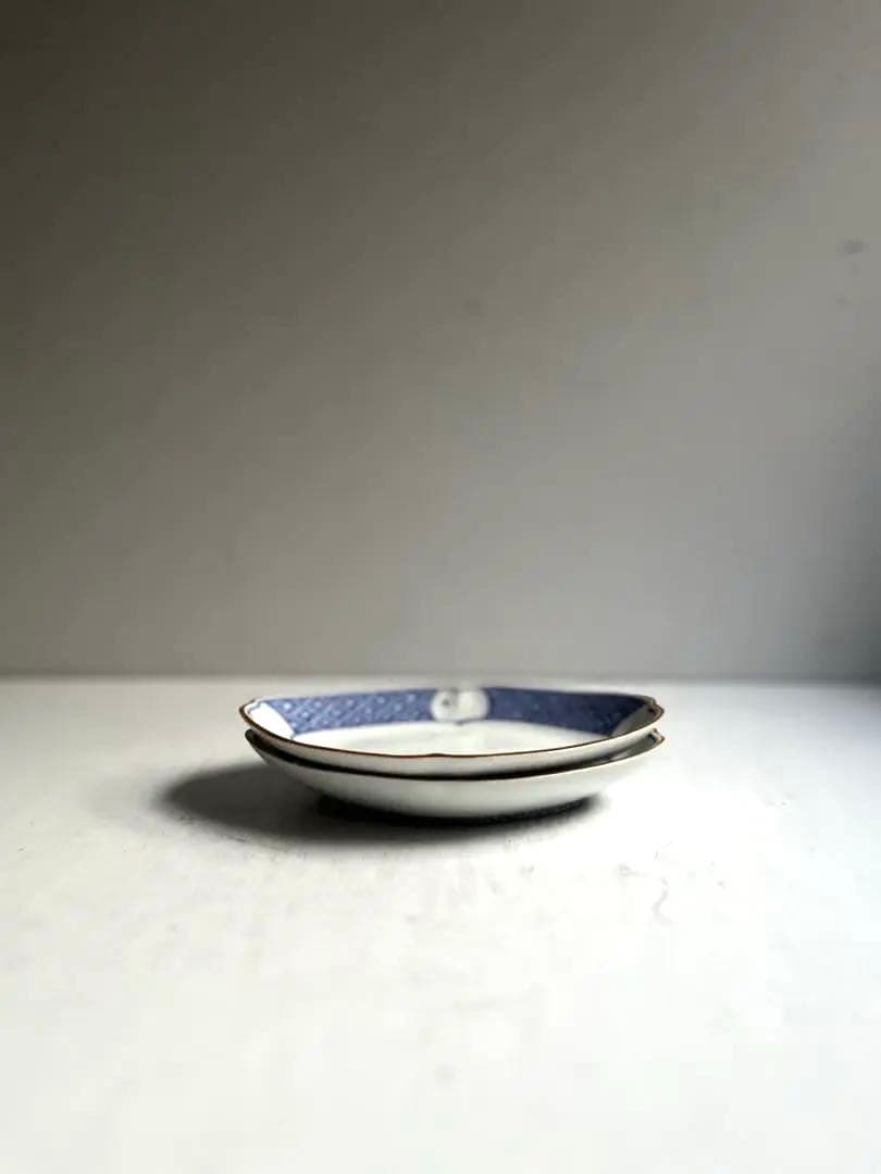 【k.様リクエスト】091 アンティーク 変形菱形染付皿 2枚組 880 2客