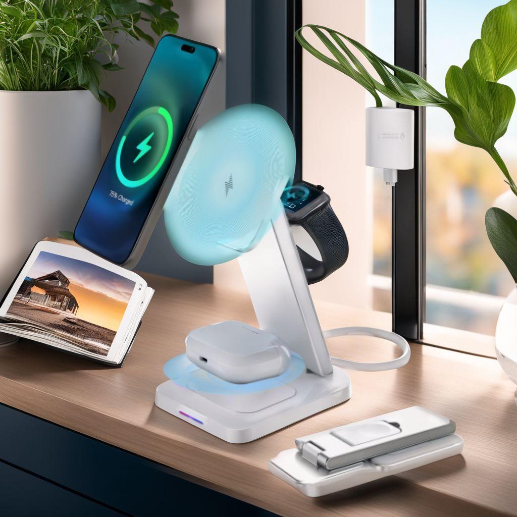 磁気充電 ワイヤレス充電器 3in1 折りたたみ式 充電器スタンド