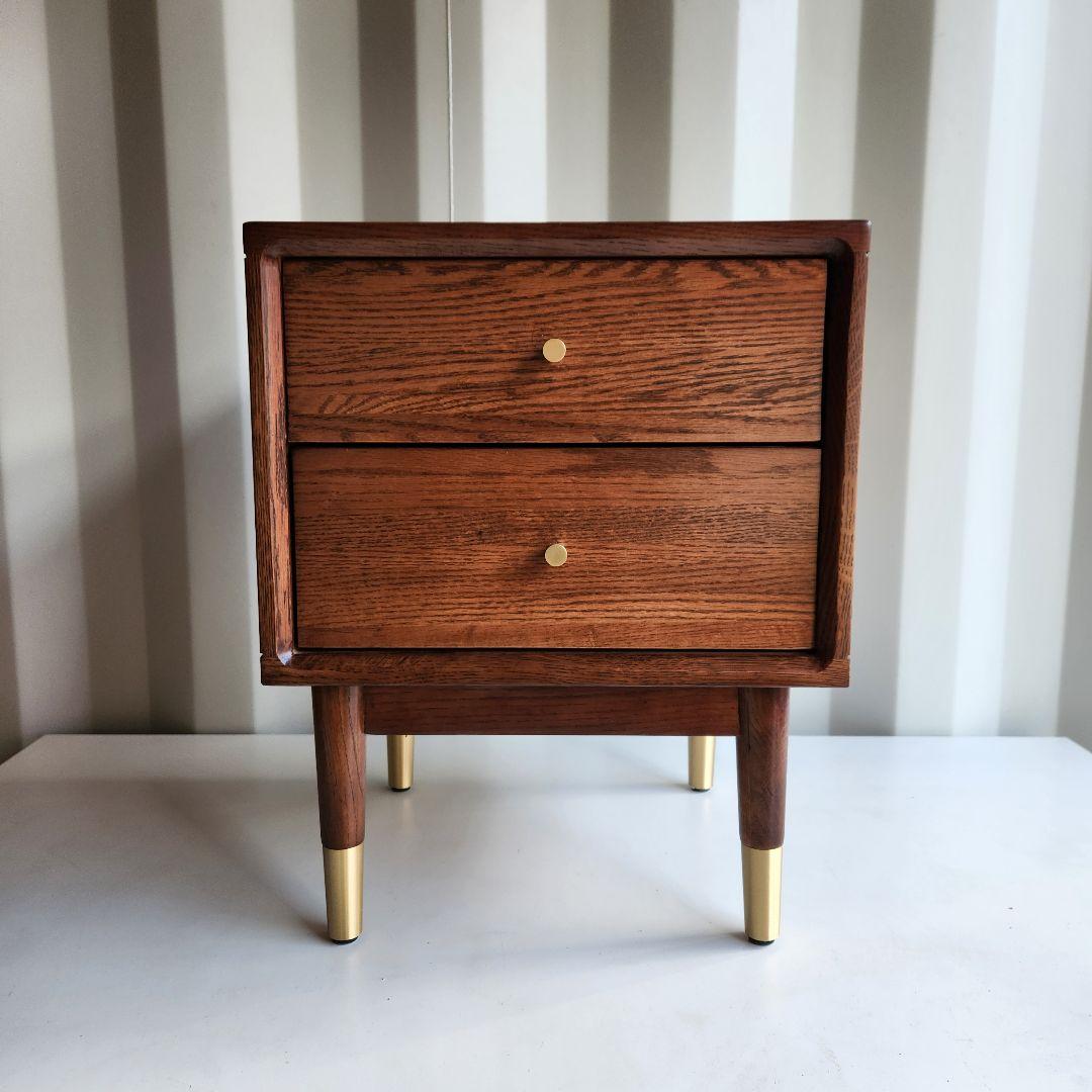 美品　MU RONG サイドテーブル アメリカオークウッド ナイトテーブル