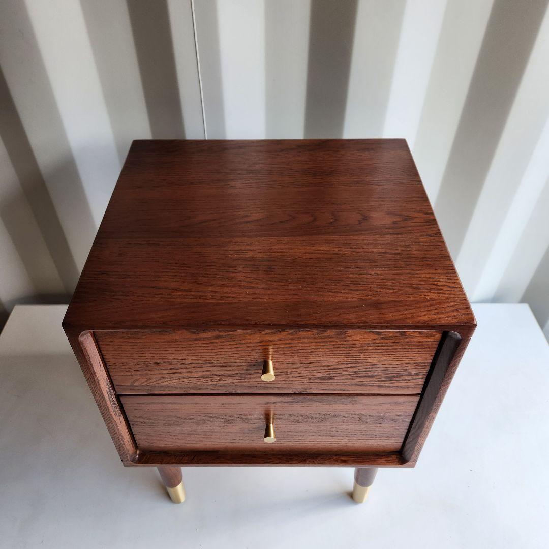 美品　MU RONG サイドテーブル アメリカオークウッド ナイトテーブル