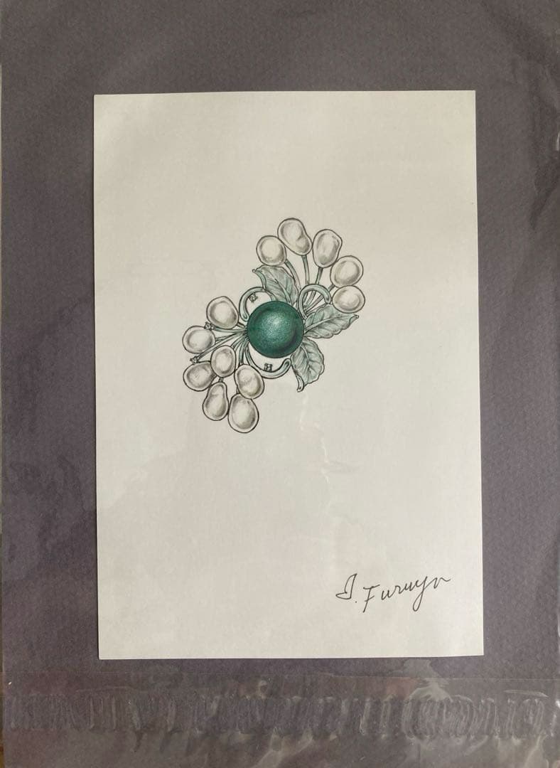 K14WGダイヤモンド 黒真珠 花モチーフ ブローチ