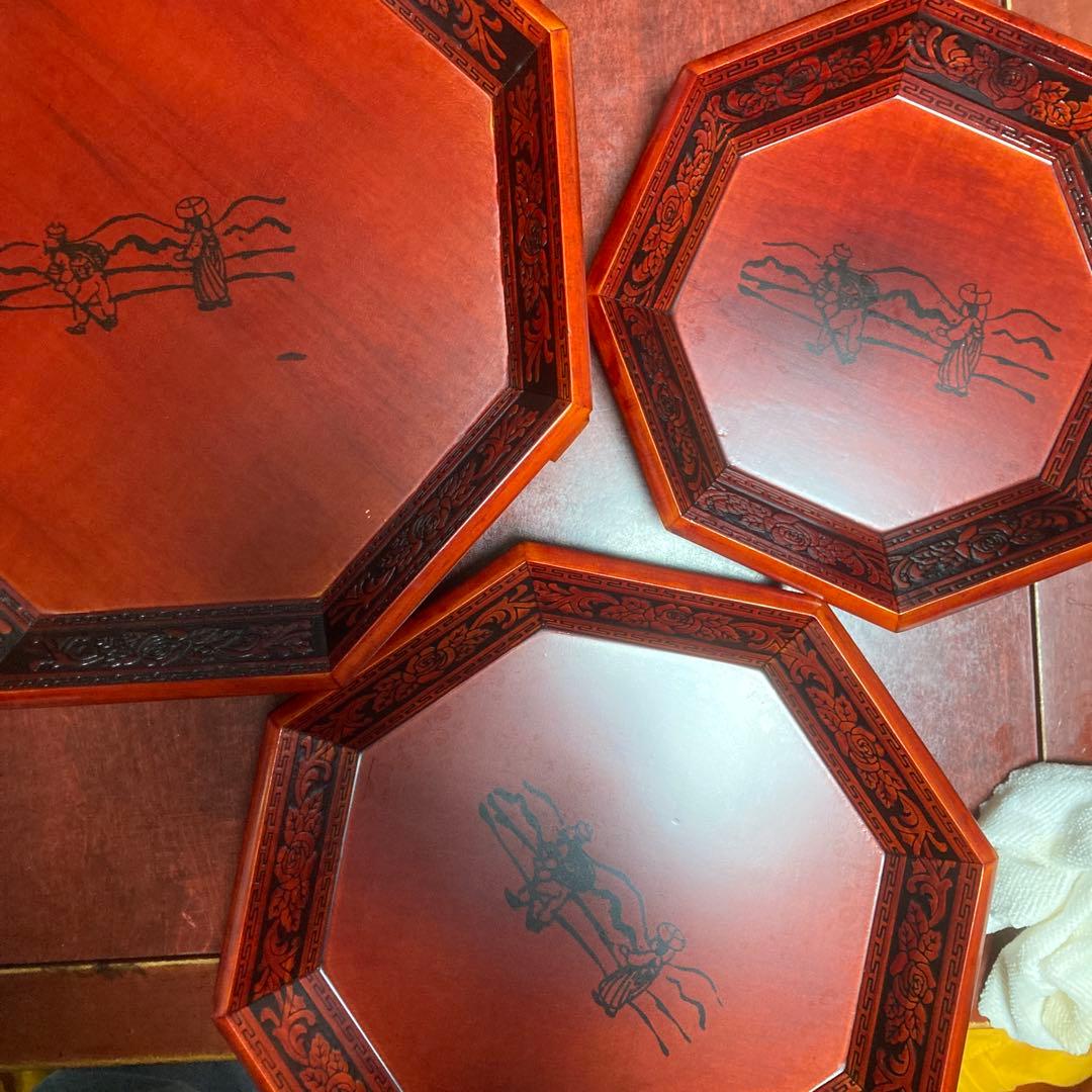 韓国木製漆器 大中小3点組 美品