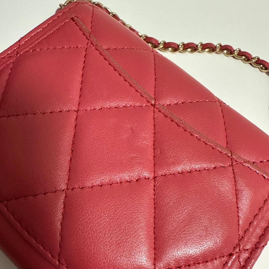 正規品 CHANEL ラムスキン チェーンクラッチ ミニポシェット