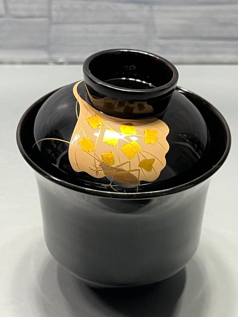 輪島塗　蔦鈴虫　蒔絵　小吸物椀　五客　木製