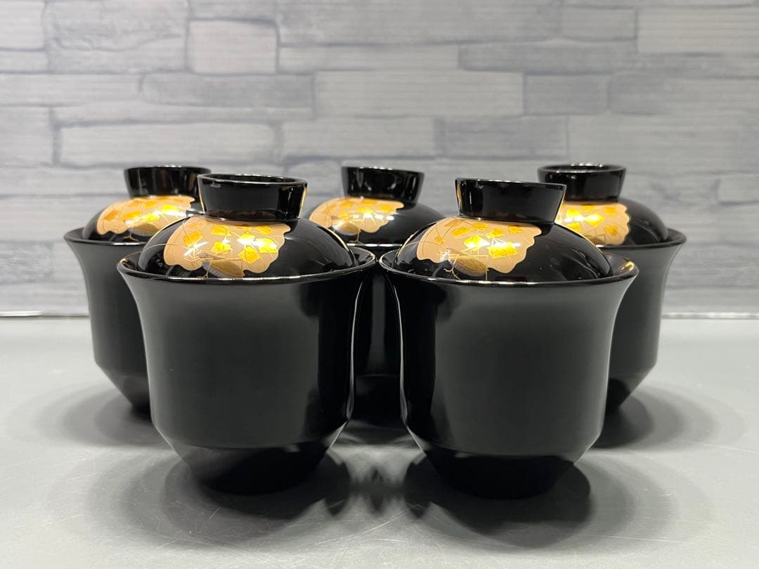 輪島塗　蔦鈴虫　蒔絵　小吸物椀　五客　木製