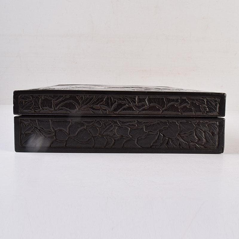 中国　漆塗　山水人物文　文箱　硯箱　V　R8958