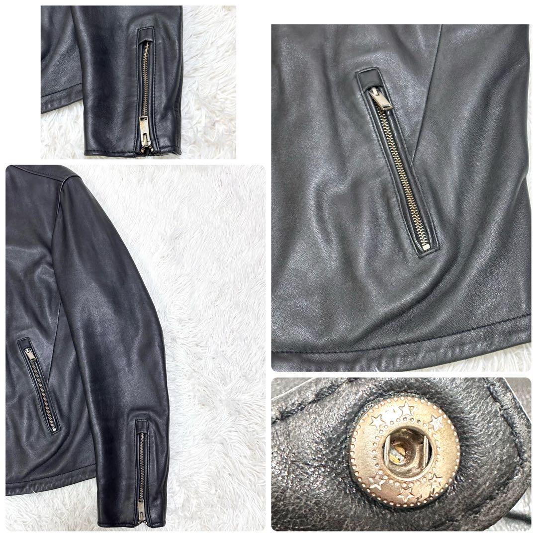 【希少XLサイズ✨】417エディフィス シングルライダースジャケット 羊革 黒