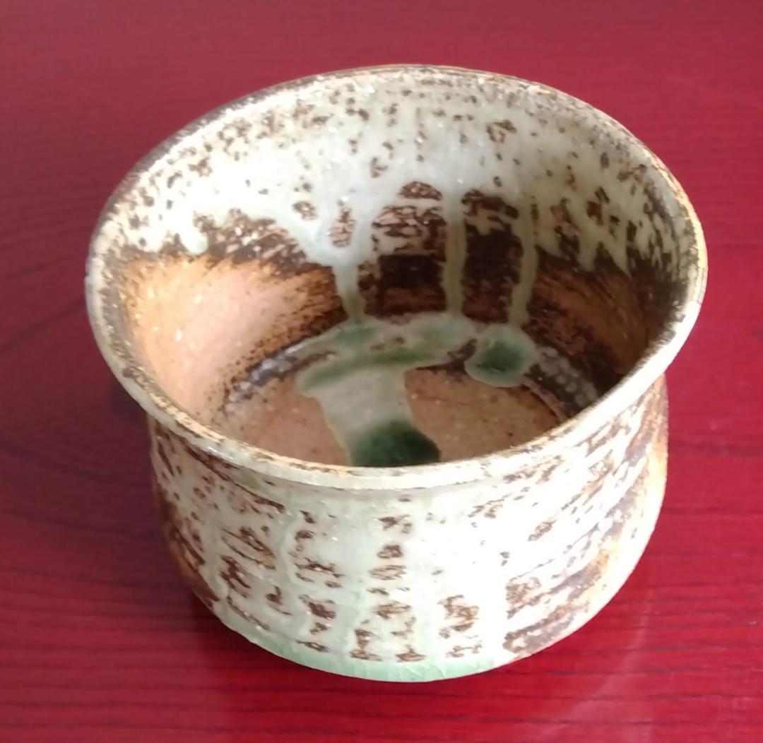 越前焼名工　桝田屋光生 自然灰釉ビードロ模様美還元窯変の究極美が迸る逸品 筒茶碗