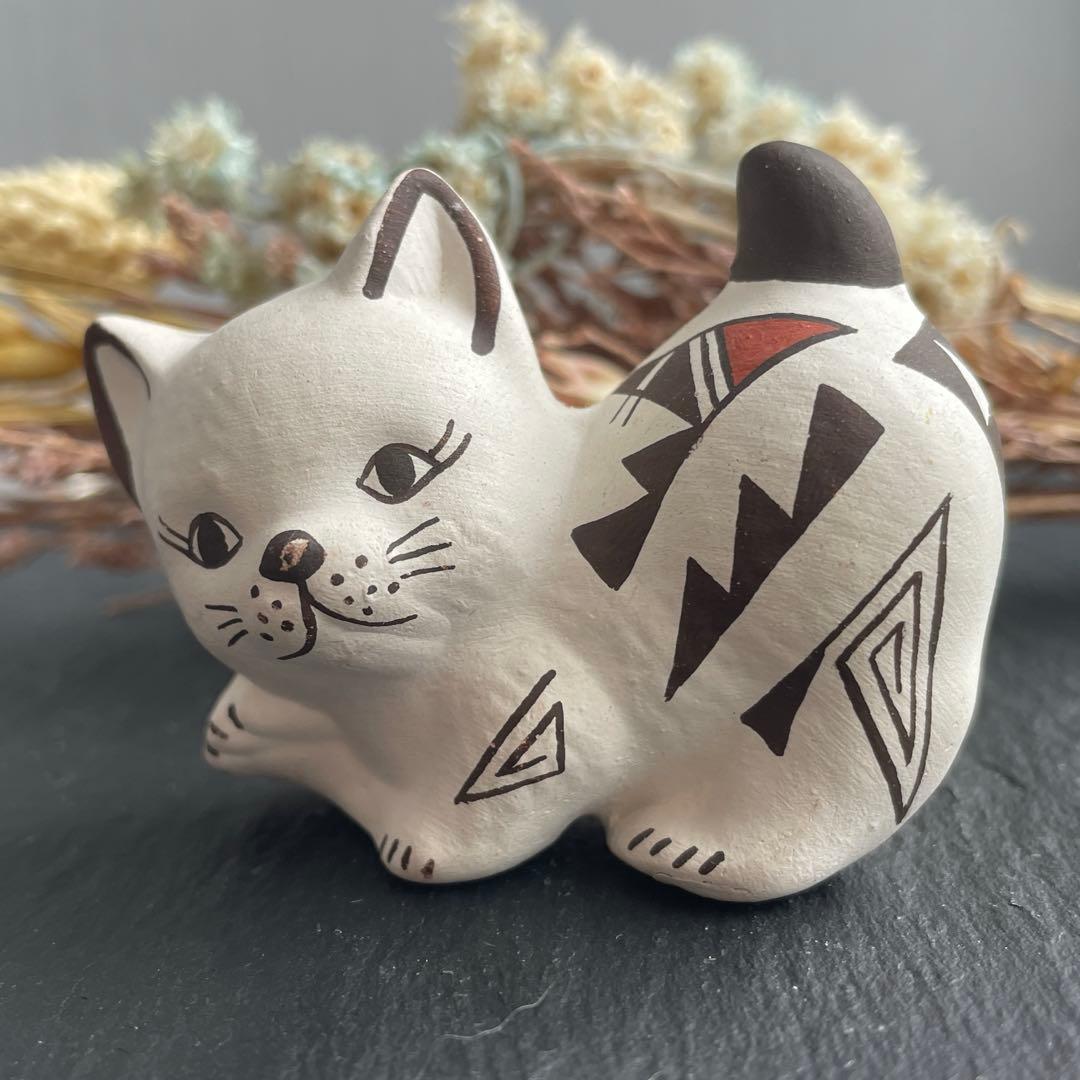 ヴィンテージ アコマ　Acoma　ポッテリー　猫　陶器　ネイティブアメリカン
