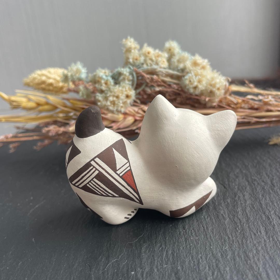 ヴィンテージ アコマ　Acoma　ポッテリー　猫　陶器　ネイティブアメリカン