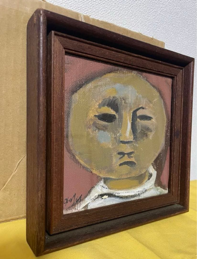 巨匠 脇田 和『顔』油彩 原画 約0号大 鬼貴重 真作保証 1点もの 合箱あり
