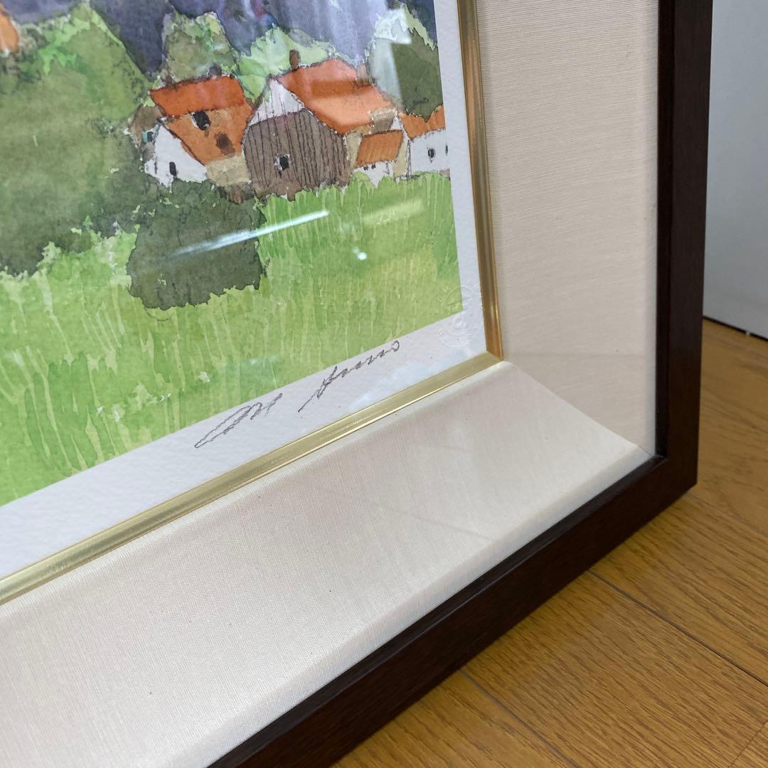 希少　サイン入り安野光雅版画『風景と出会い』コルチナダンペッツォの山13/100