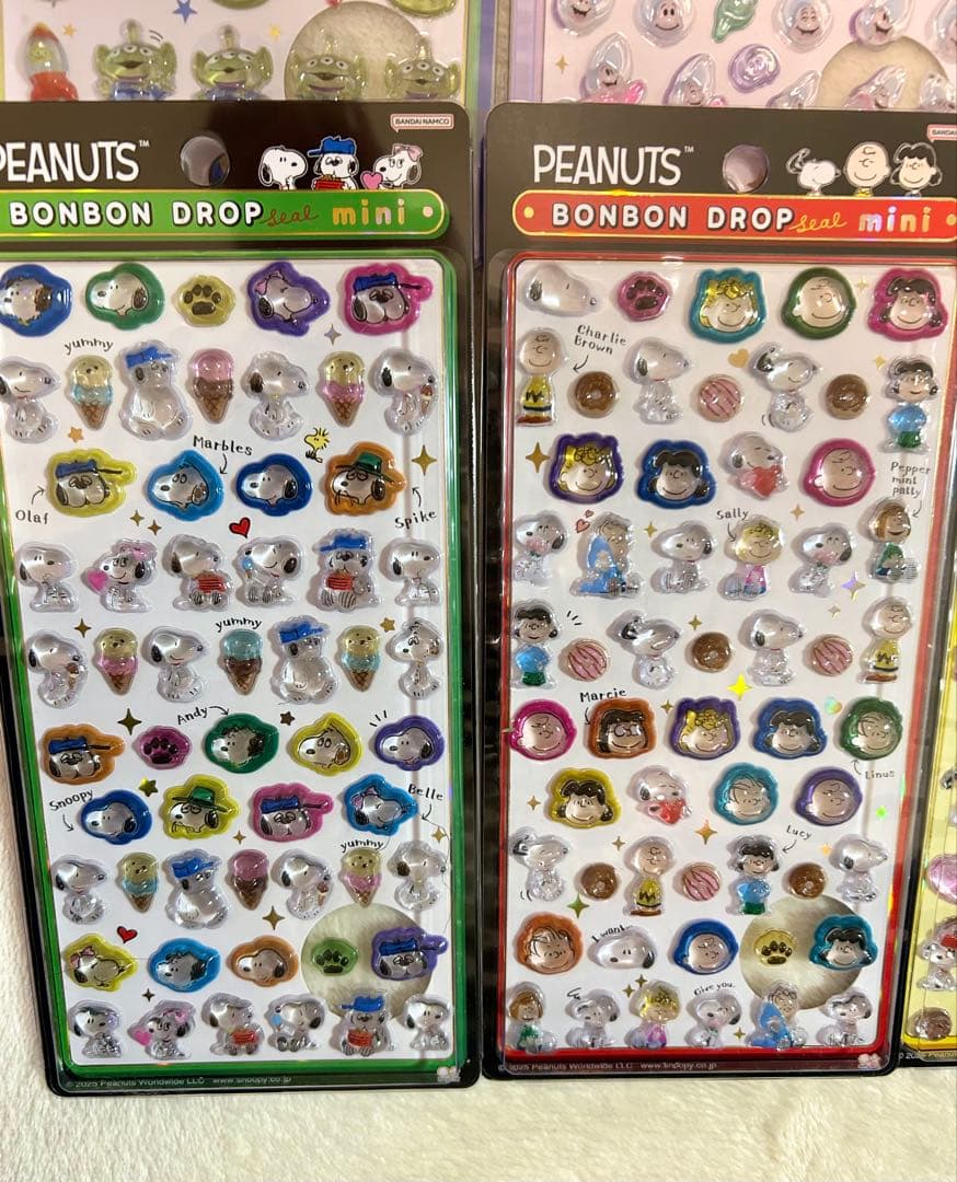 ボンボンドロップシール ミニ　ディズニー　スヌーピー 12種