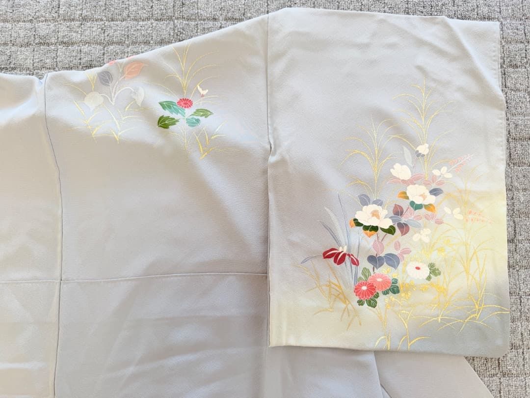 高級 訪問着 正絹 袷 ブルー 友禅 金彩 暈し染め フォーマル