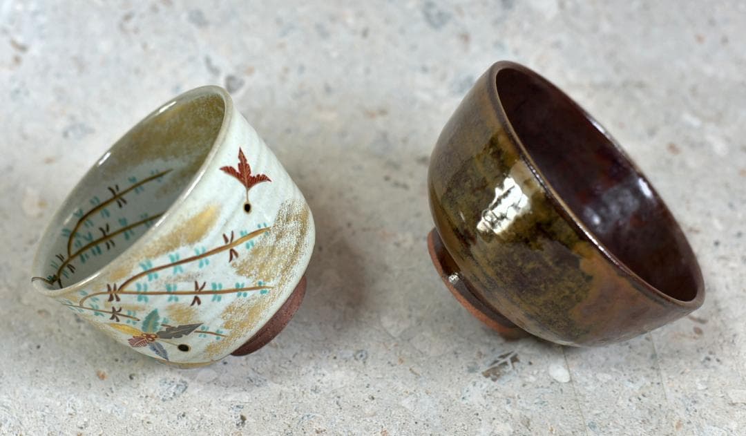 値下げ、春永作、廣州窯鉄釉茶碗2個セット　お茶道具/共箱