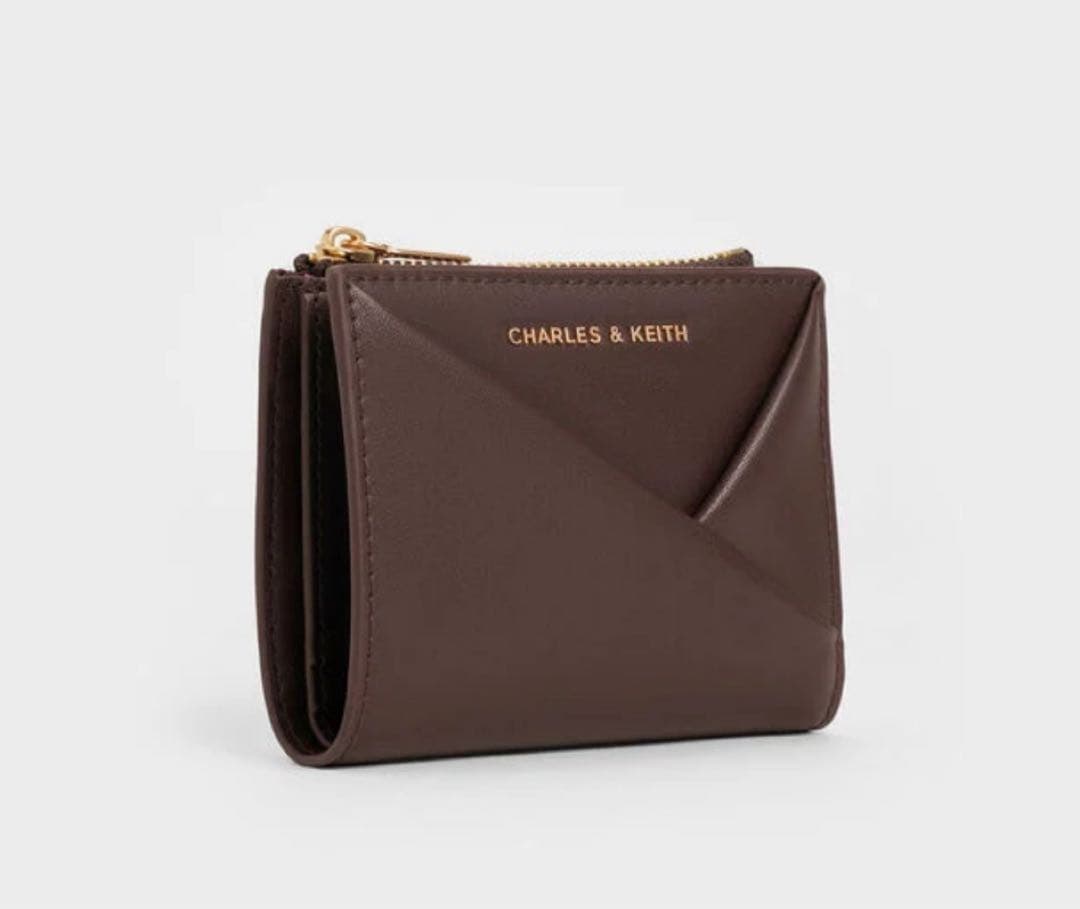 〈新品〉Midori ミドリ ジオメトリックトップジップウォレット ブラウン