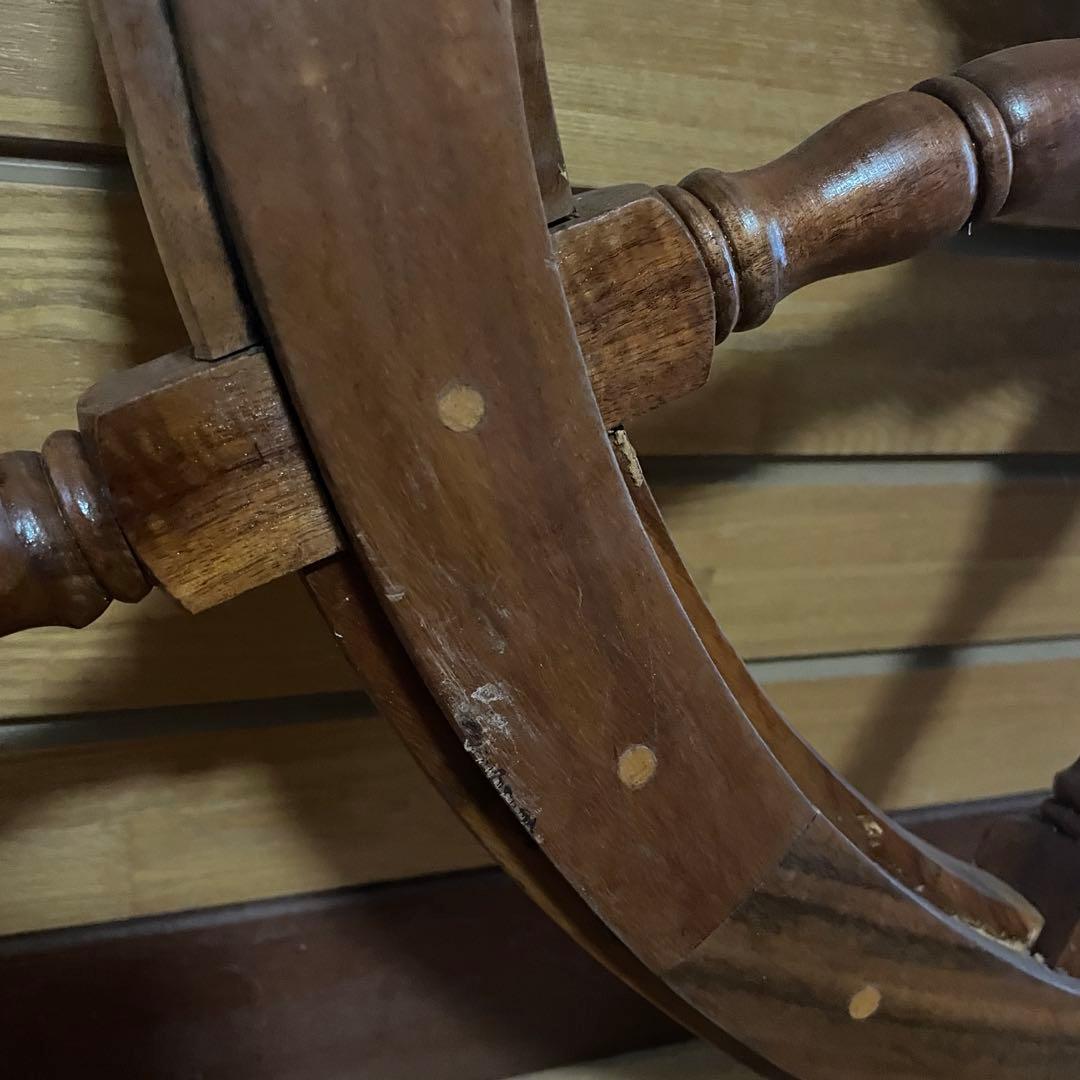 レトロ　船 舵 かじ インテリア　お洒落　バー レストラン　木製　約92cm