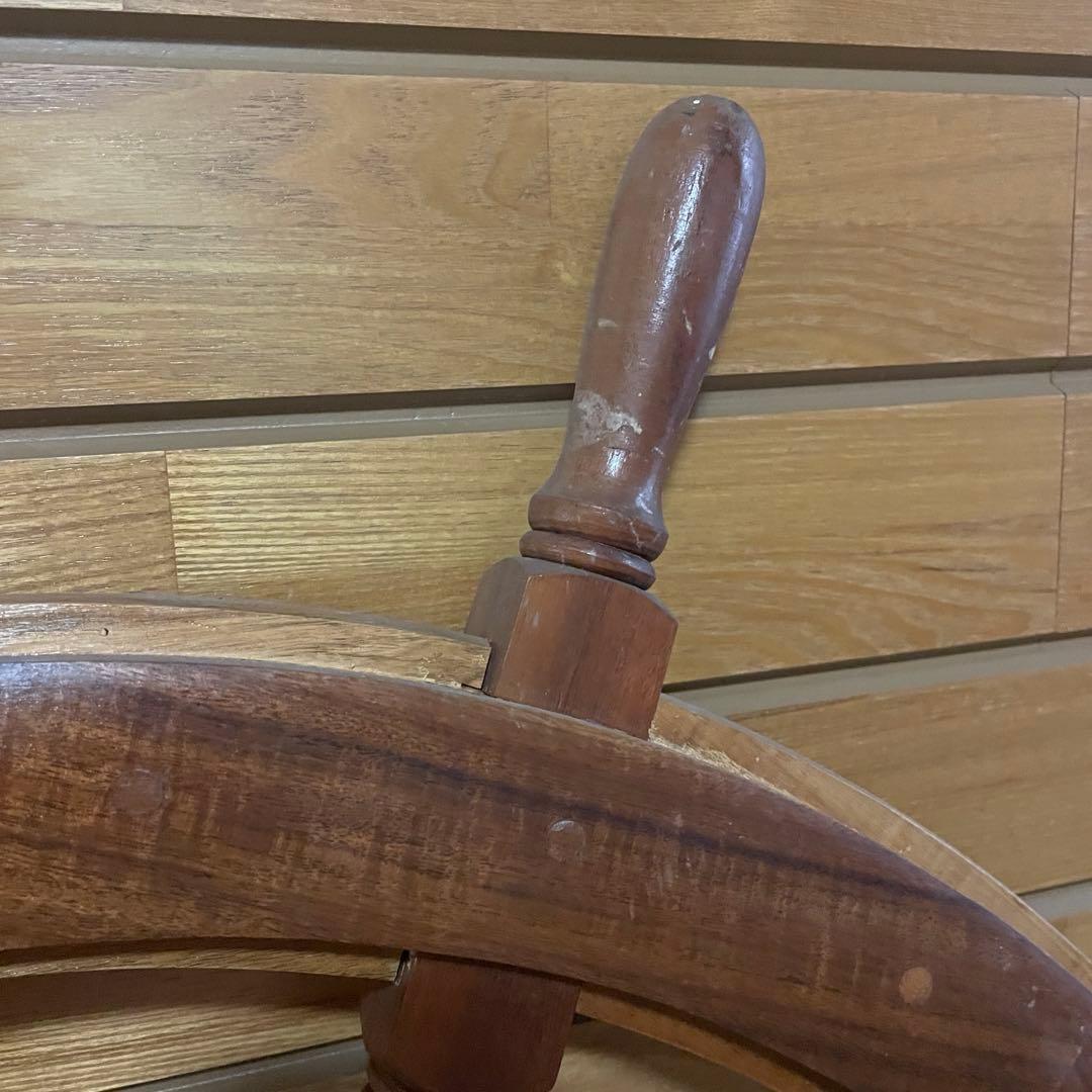 レトロ　船 舵 かじ インテリア　お洒落　バー レストラン　木製　約92cm