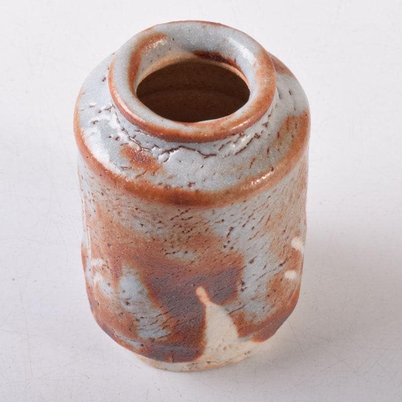 茶道具　鼠志野　林英仁作　茶入　仕覆2点付　共箱　V　7452