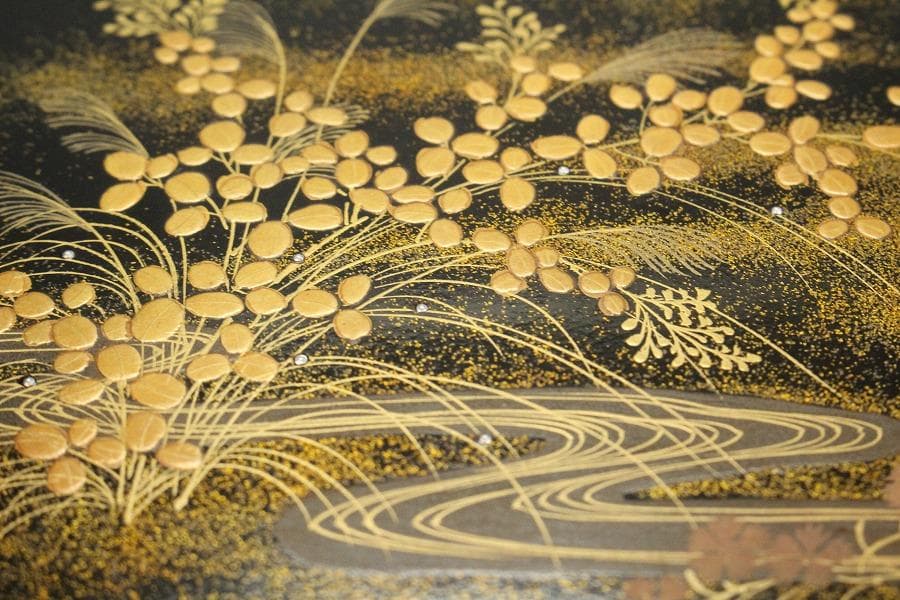 古美術 草花流水 山水蒔絵 香炉台(K-A901)