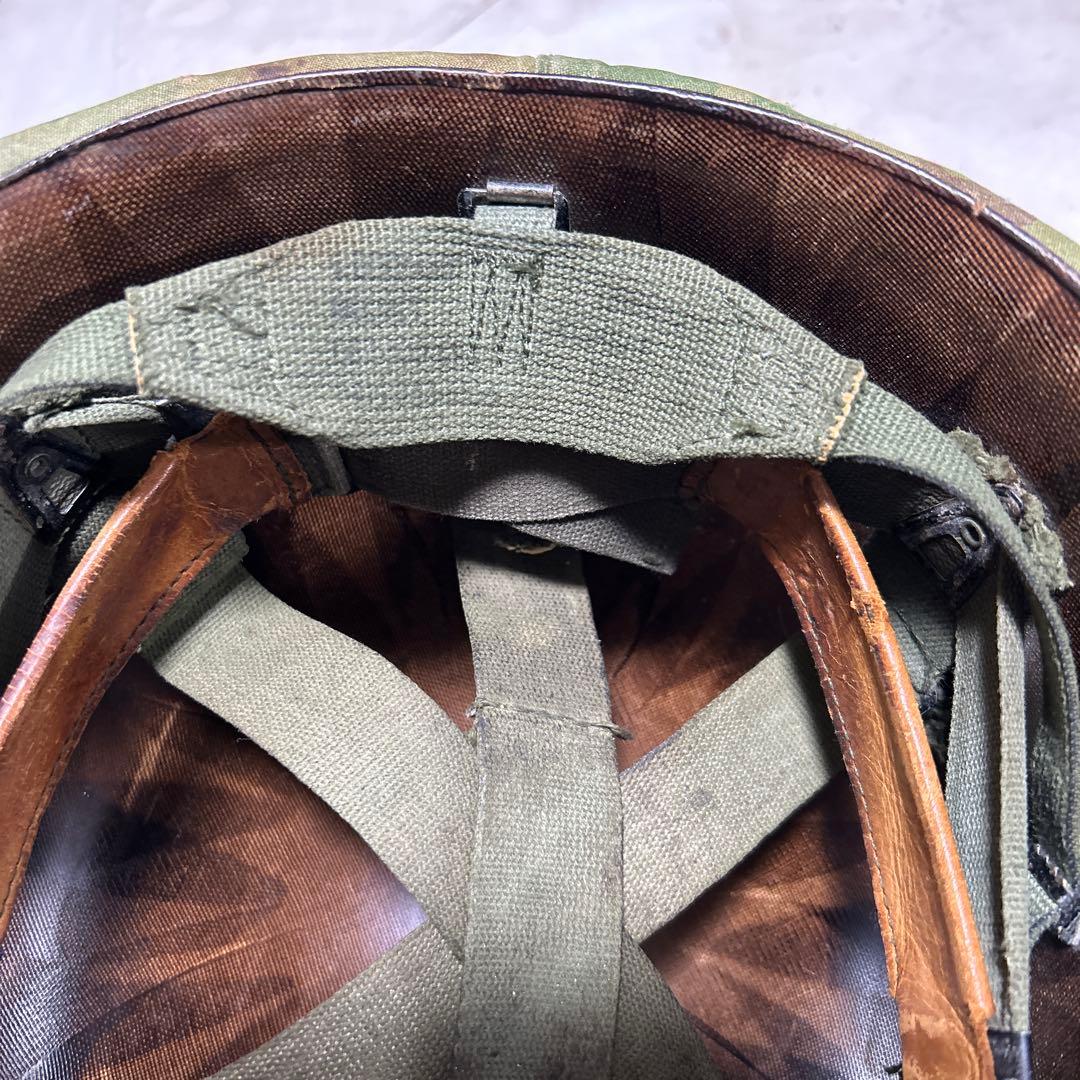 米軍実物 ナム戦 ヘルメットセット M1 ミッチェルカモ デッド汗止め付き