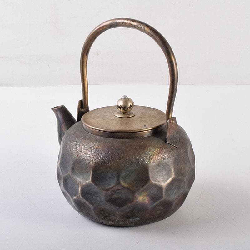 煎茶道具　いぶし銀　槌目　銀瓶　湯沸　急須　重さ約262g　C　8043