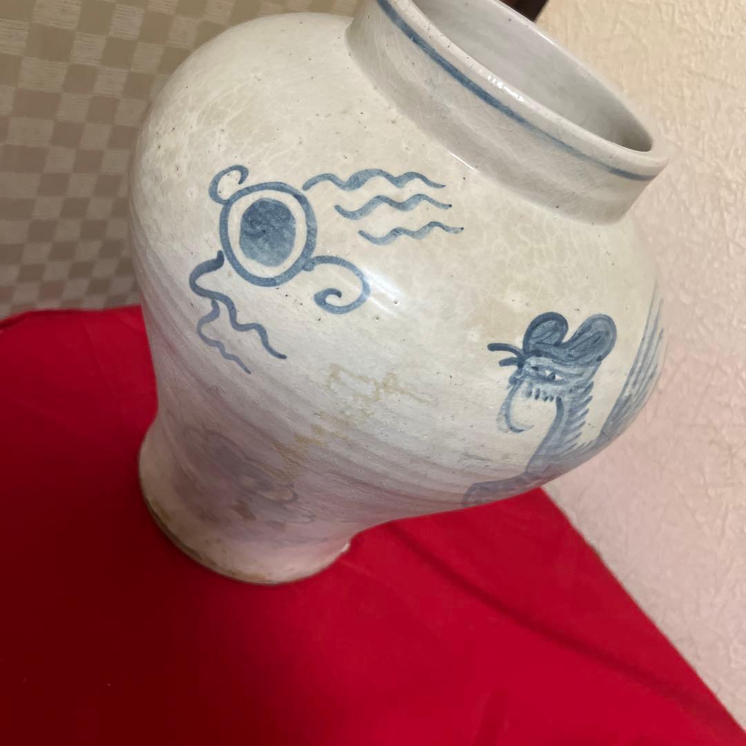 朝鮮美術　李朝白磁染付　鳳凰紋