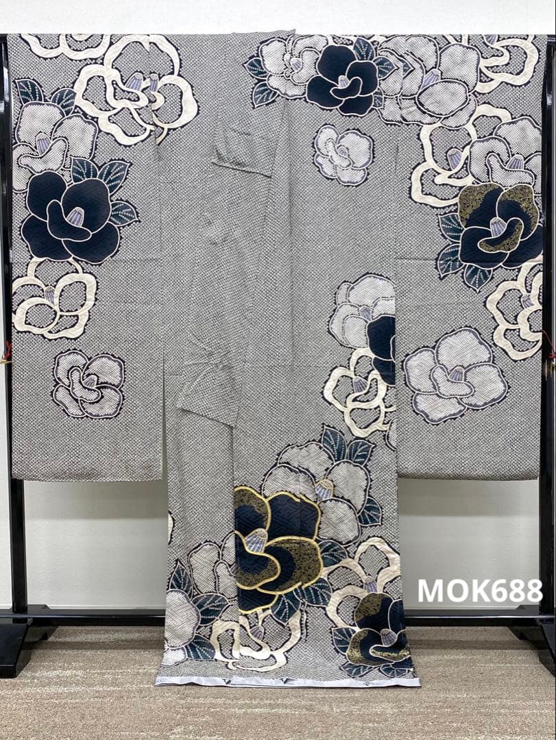 コラボ振袖 葵衣×V サンク 仮絵羽 正絹 金駒 金彩 未仕立て品 八掛付