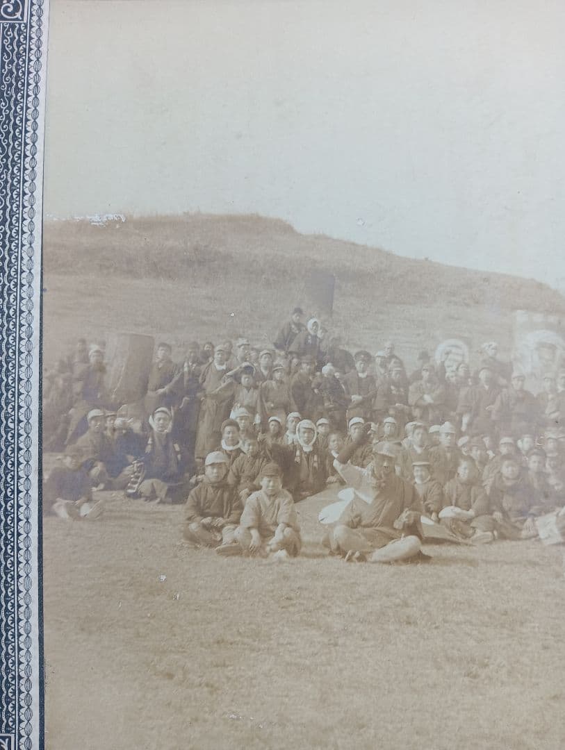 古い集合写真　藤崎店運動会(遠足）　明治頃と推測　仙台　藤崎百貨店　デパート