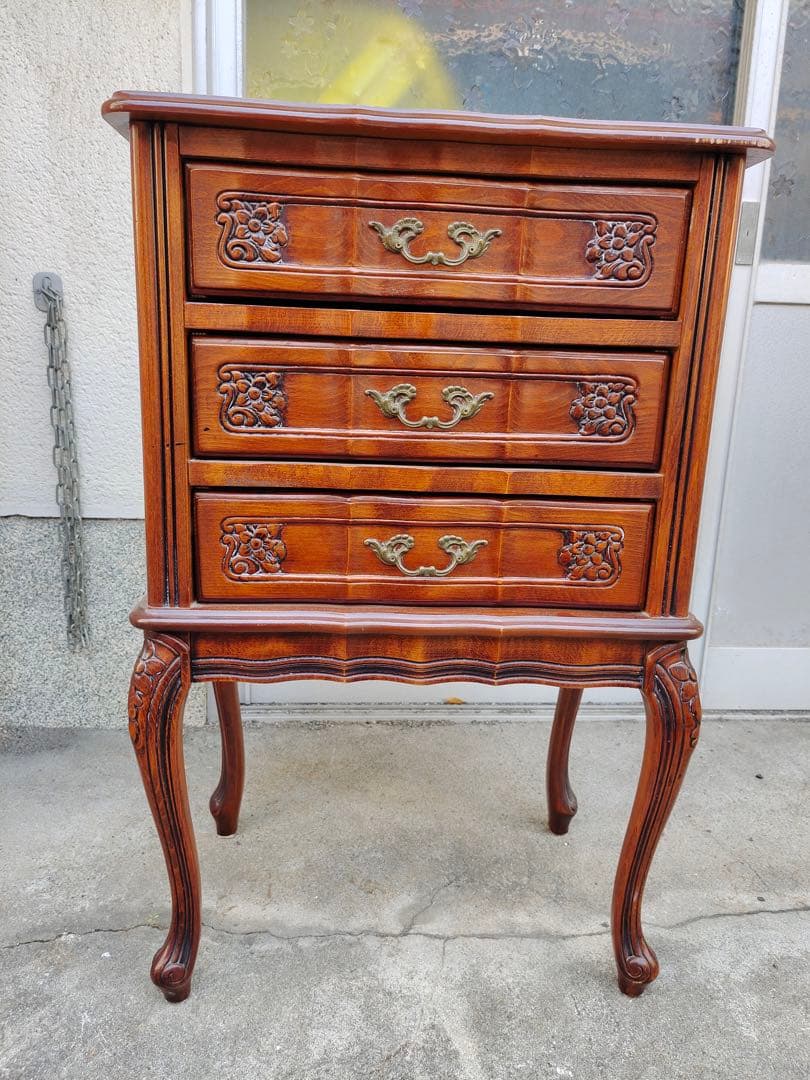 イタリア製　サイトテーブル　コロロ　猫脚　花台　電話台　引き出し　置物台　飾り台