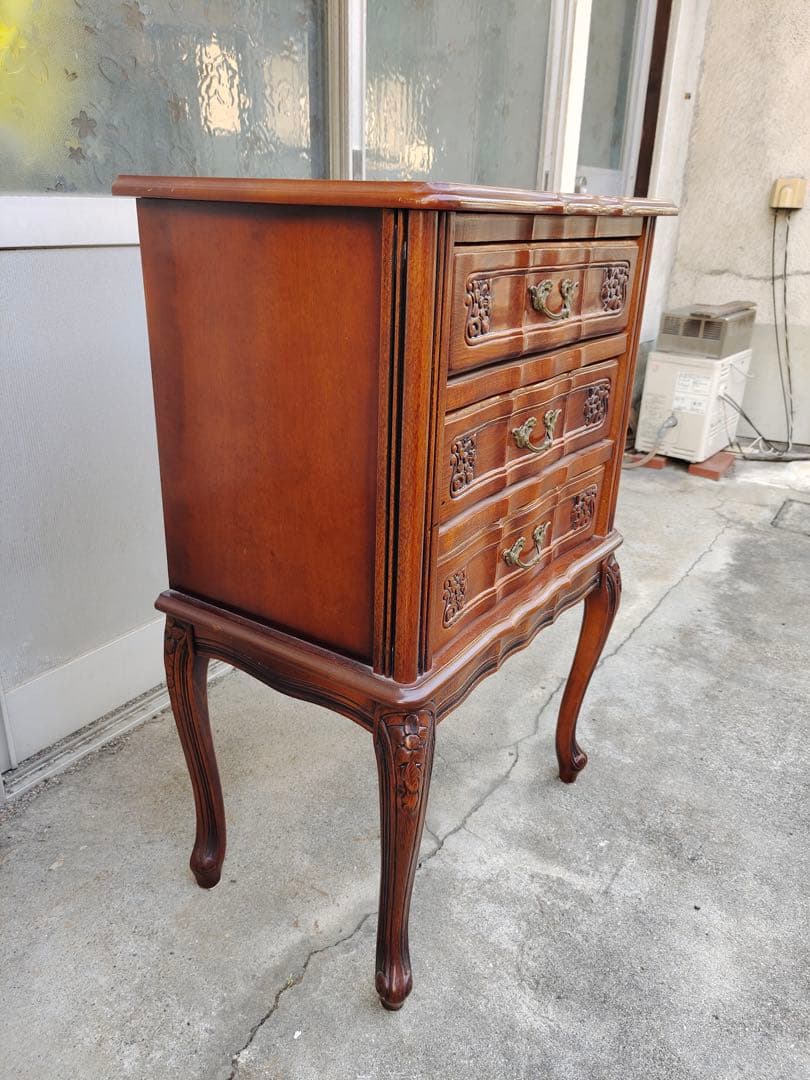 イタリア製　サイトテーブル　コロロ　猫脚　花台　電話台　引き出し　置物台　飾り台