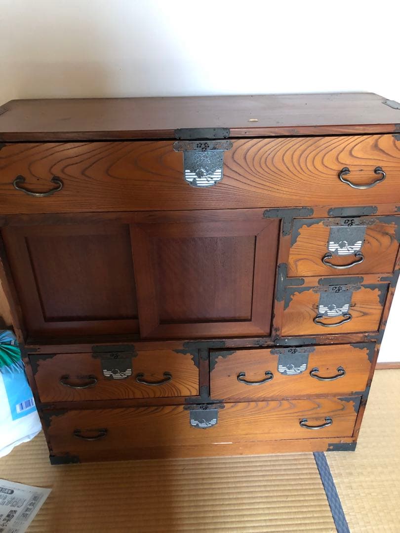 GY0331 和箪笥　帳場箪笥　タンス　古物　昭和レトロ　古道具