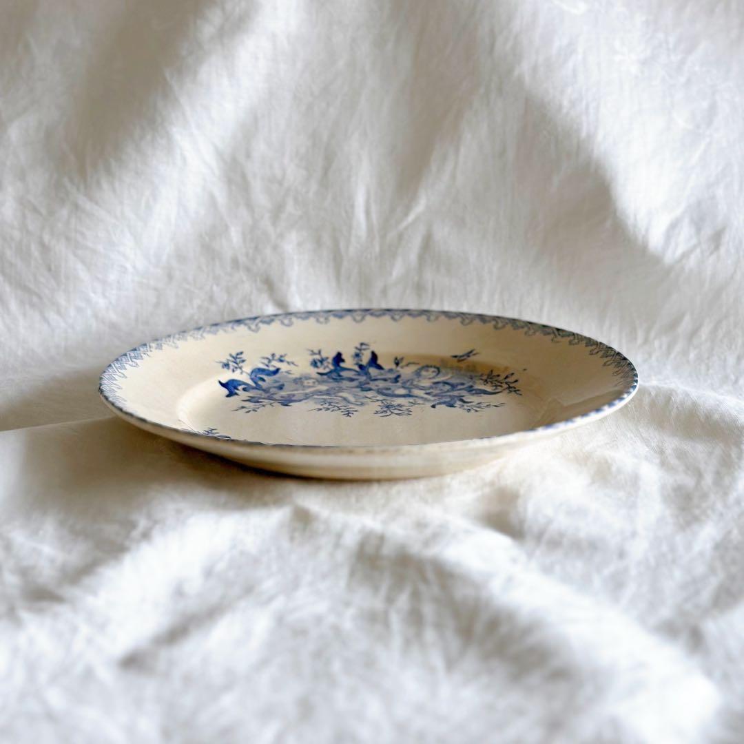 フランス アンティークプレート Onnaing キューピッド ハート