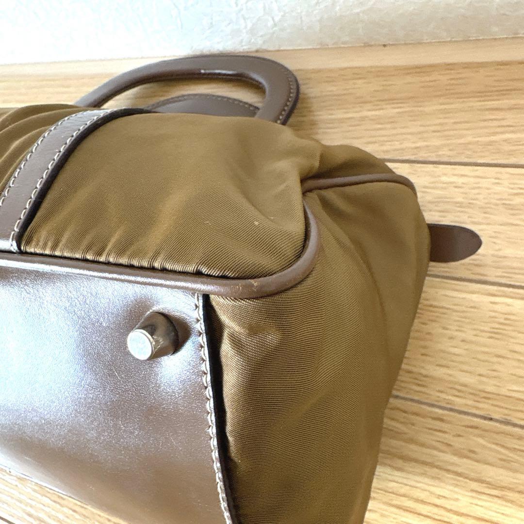 【訳あり・良品】PRADA ミニボストンバック　ミニバッグ　カーキ　ブラウン
